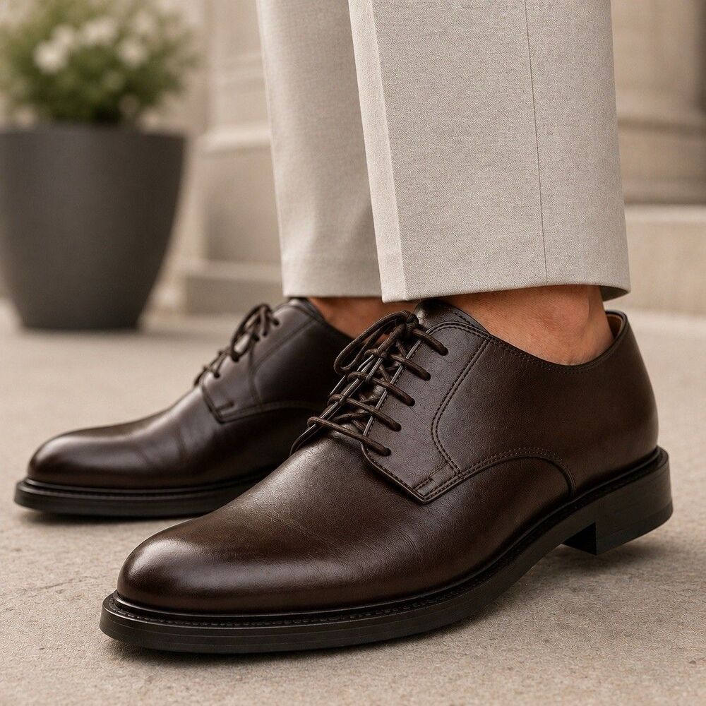 J.Crew Ludlow Mens 9.5 Brown Leather Derby Shoes Old Money Wedding Euro Summer